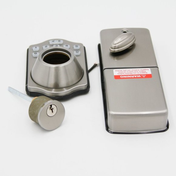 Traditional Electronic Keypad Deadbolt Door Lock, Keyed Entry, Satin Nickel - Picture 1 of 5